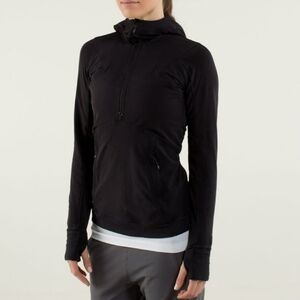 Lululemon Winter Sprinter Hoodie Half Zip Black Running Hooded Pullover Size 6